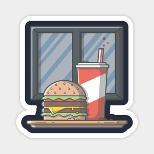 Burger and Soda cartoon Magnet