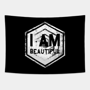 I AM Beautiful - Affirmation - White Tapestry