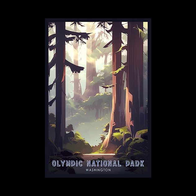 Olympic National Park Travel Poster by GreenMary Design