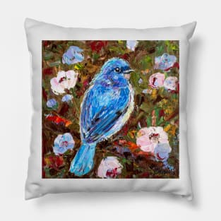 Bluebird In The Garden Pillow