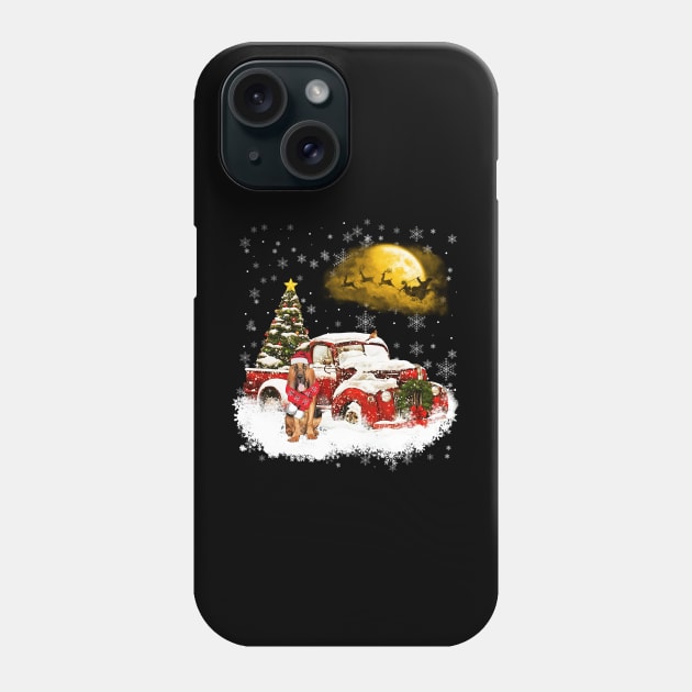 Red Truck Xmas Tree Bloodhound Christmas Phone Case by Benko Clarence