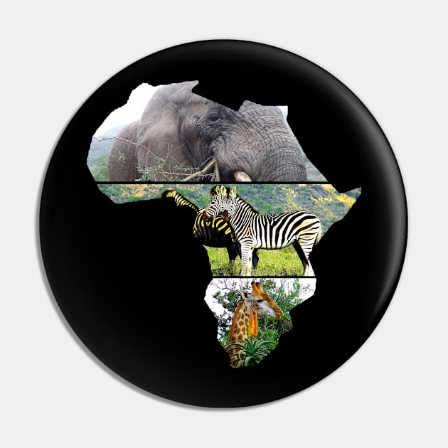African Wildlife Continent Collage Pin by PathblazerStudios