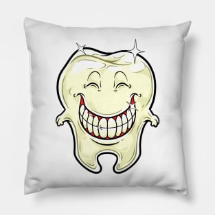 Cartoon grinning healthy tooth Pillow