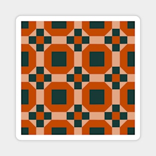 Blue and Orange Georgia Patchwork Pattern Magnet