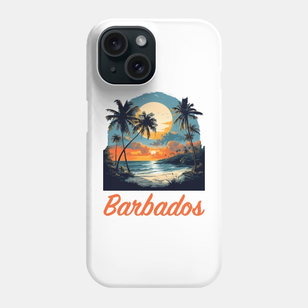 Barbados Sunset (with Orange Lettering) Phone Case by VelvetRoom