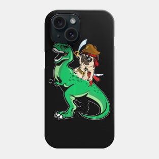 Pirate Pug Riding T rex Dinosaur Funny Pug Halloween Costume Phone Case