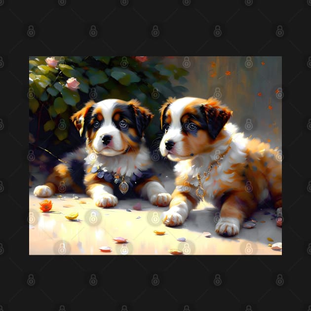 Painting of two cute puppies. by Russell102