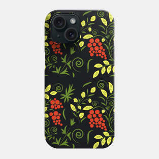 pattern with flowers and leaves hohloma style Phone Case