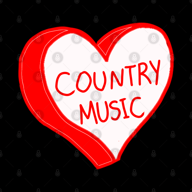 Country Music Red Love Heart by ROLLIE MC SCROLLIE