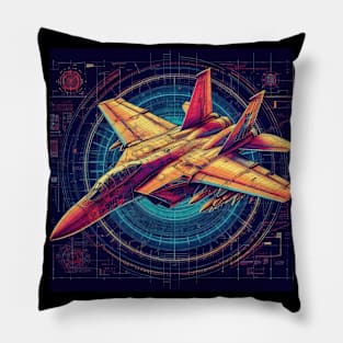 F14 Tomcat Fighter Jet Blueprint Engineering Pillow