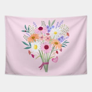 Spring flowers with heart Tapestry