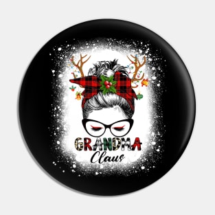 Grandma Claus Reindeer Messy Bun Christmas Bleached Pin