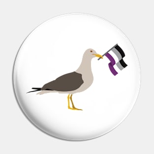 Seagull Holding Asexual Pride Flag Pin