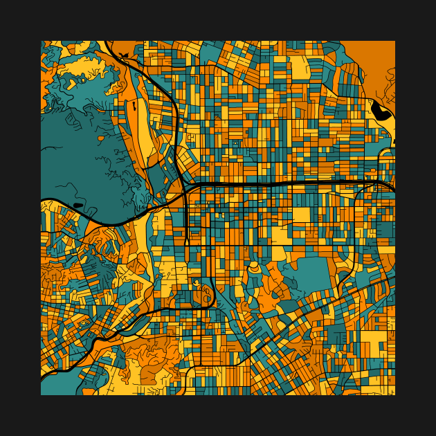 Pasadena Map Pattern in Orange & Teal by PatternMaps