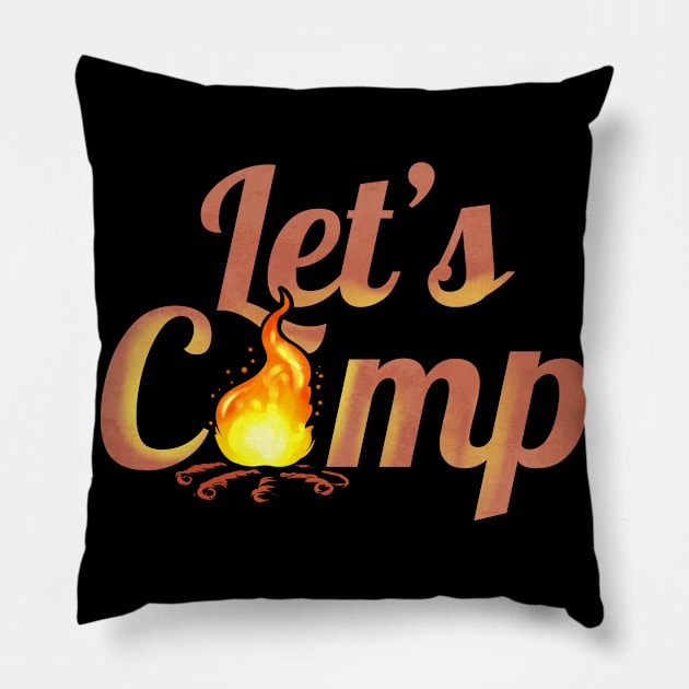 Logo Let's Camp On Camp Fire On Camping Pillow by SinBle