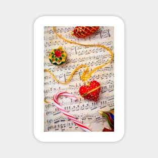 Red Heart Ornament On Sheet Music Magnet