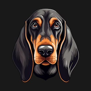 Black and Tan Coonhound Face Cute Cartoon Puppy Dog Lover T-Shirt