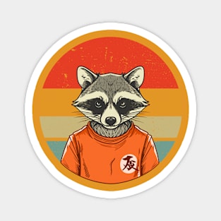 vintage raccoon retro sunset raccoon lover Magnet