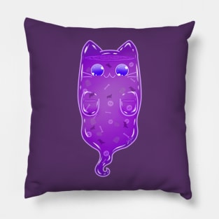 Purple Ghost Kitty with Graveyard Confetti Pillow