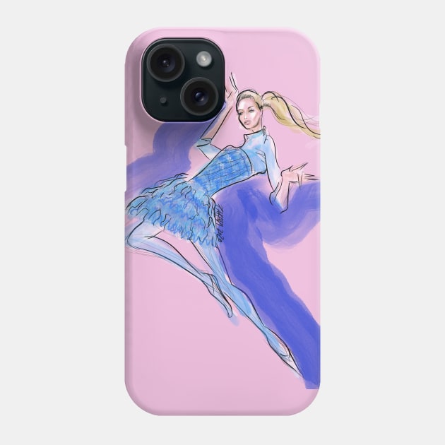 Jumping blond fashion girl Phone Case by PG Illustration