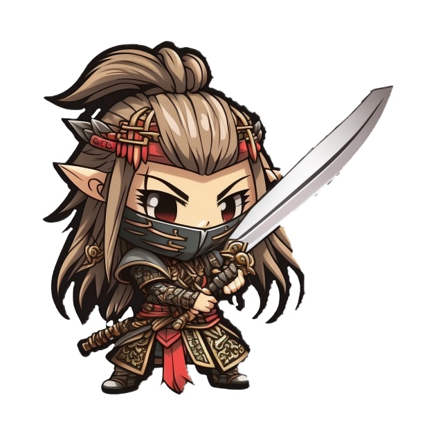 Anime Samurai Elf Chibi 2 by JigglePeek