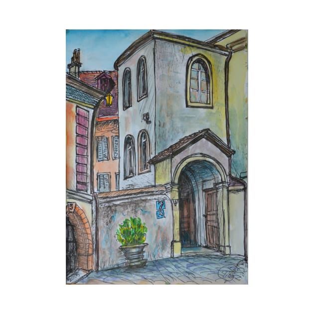 Watercolor Sketch - Genève, Rue Tabazan 7A. 2013 by IgorPozdnyakov