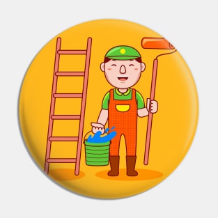 Cute Painter Cartoon Pin