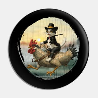 Tuxedo-cat-on-a-chicken Pin