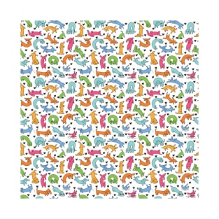 Colourful Dachshund Pattern T-Shirt