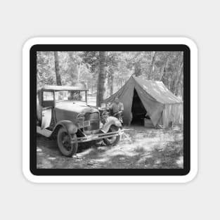 Camping in the Yakima Valley, 1936. Vintage Photo Magnet