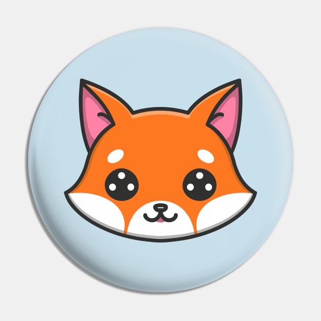 Cute Fox Face Kawaii Fox Head Illustration Pin by Art-Jiyuu