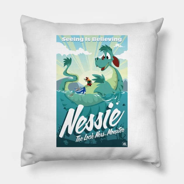 Nessie Pillow by CuddleswithCatsArt