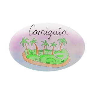 Camiguin watercolor Island travel, beach, sea and palm trees. Holidays and vacation, summer and relaxation T-Shirt