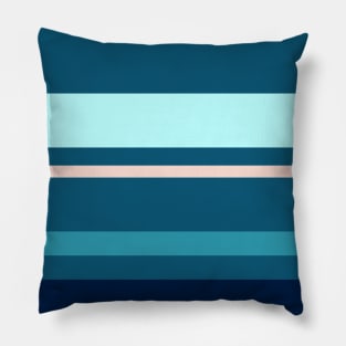 A gentle jam of Navy, Blue Sapphire, Christmas Blue, Italian Sky Blue and Champagne Pink stripes. Pillow