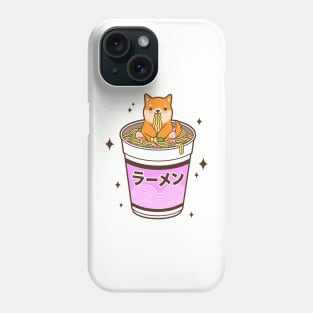 Adorable Japanese Corgi Eating Ramen in a Cup, Japan Anime Style Phone Case