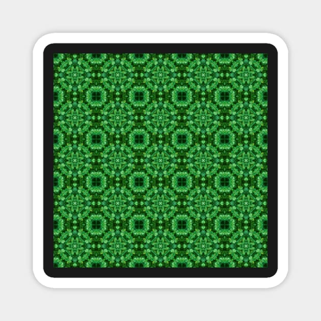 Green Clover Kaleidoscope pattern 3 Magnet by Swabcraft