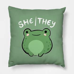 She/They Pronoun Frog: A Cute Ode to Nonbinary and Genderqueer Pride - A Kawaii Journey into the World of Neopronouns Pillow