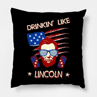 4th of July Shirts for Men Drinking Like Lincoln Abraham Pillow