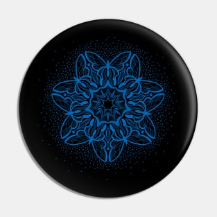 Symmetric Butterflies - Mandala Design - blu Pin