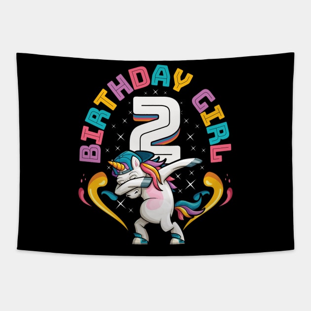 Dabbing Unicorn Birthday Girl 2 Year Old Tapestry by aneisha