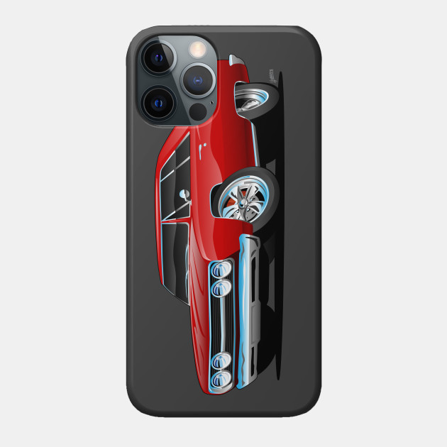 Red Hot Classic Muscle Car Coupe Cartoon - Muscle Car - Phone Case