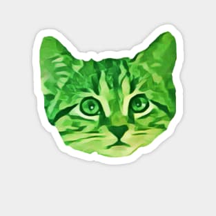 Kitty Face Green Magnet
