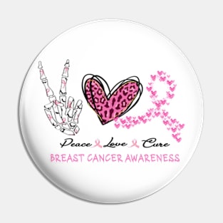 Peace Love Cure Halloween Breast Cancer Shirt Pin