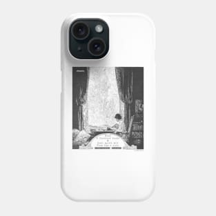 Virginia Woolf Book and Reading Quote Franklin Booth Woman in Library Writing Dark Academia Ink Illustration Phone Case