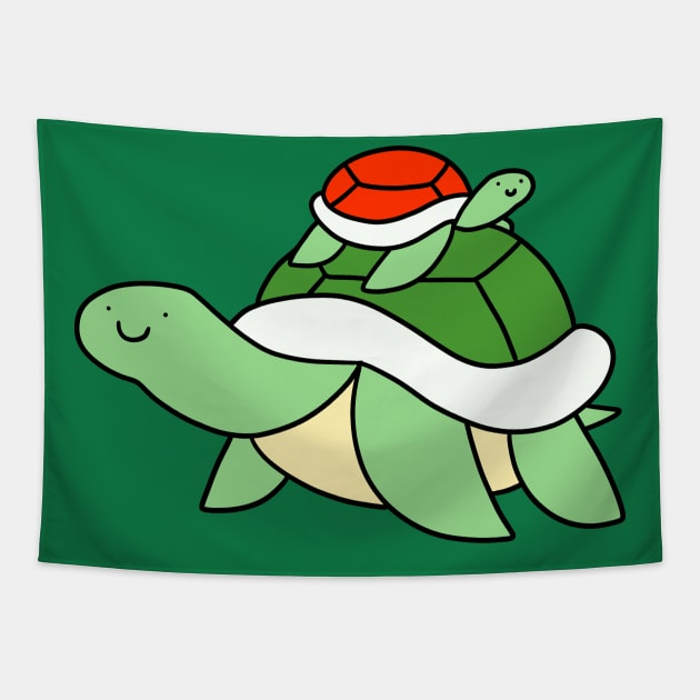 Big Turtle and Little Red Turtle Tapestry by saradaboru