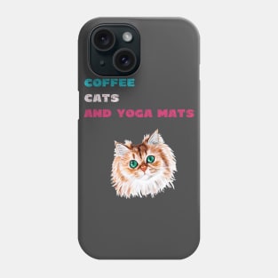 Coffee cats and yoga mats funny yoga and cat drawing Phone Case