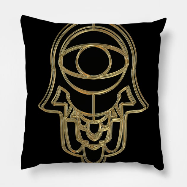 Gold Hamsa for Protection and Good Luck Pillow by ibadishi