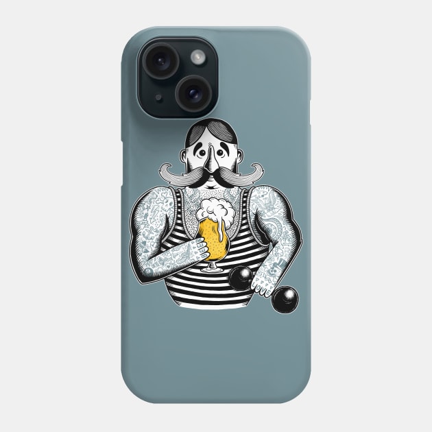 Tattooed Circus Strongman Beer Lover Phone Case by 10tacled