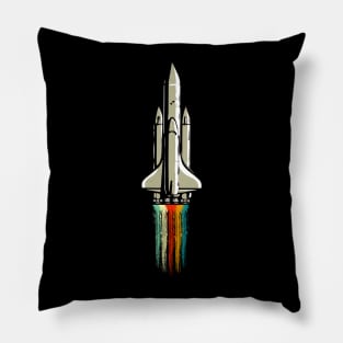 ASTRONOMY - RETRO ROCKET IN SPACE Pillow