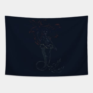 Mermaid Ariel skeleton blue Tapestry